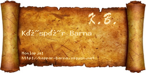 Káspár Barna névjegykártya